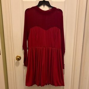 Elegant Red Long-Sleeve Dress